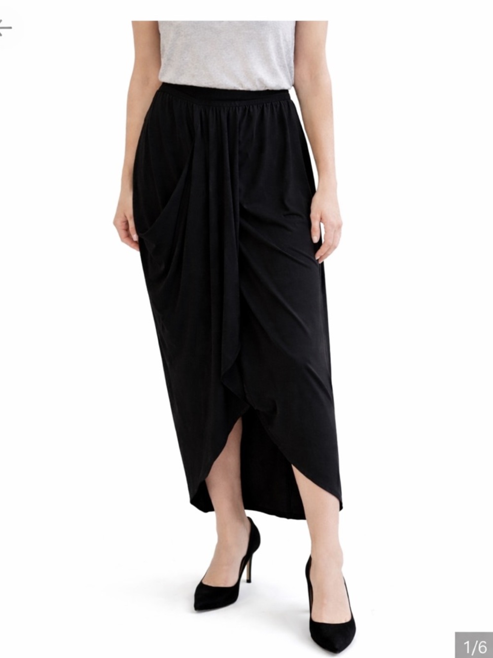 SHEIN Black Draped Wrap Maxi Skirt